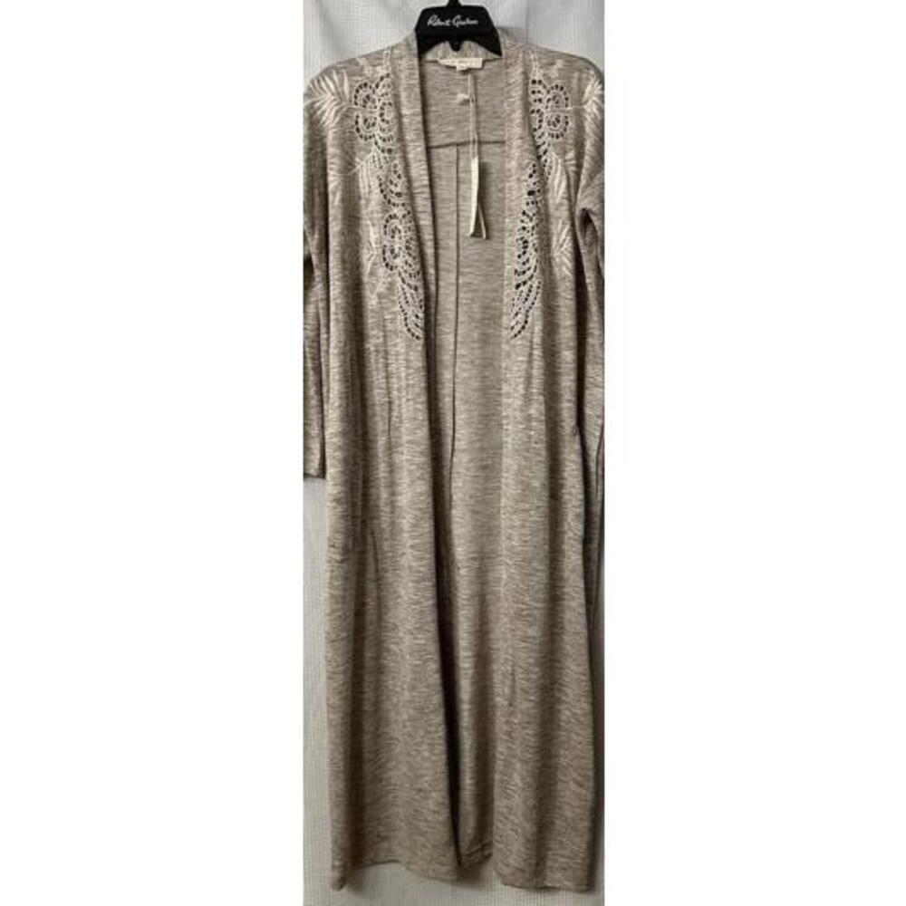 NWT Love Stitch Womens Long Sleeve Open Front Full Length Top Jacket Size Small - Picture 3 of 12